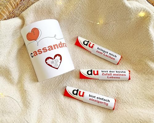 Personalisierte Aufkleber | Banderole mit Namen und Rubbellos | z.B. für Duplo | DU Botschaften | Geschenk | Geburtstag | Valentinstag | DIY (Rotes Rubbelherz)