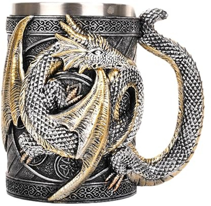 Handmade Beer Tankard, Beer Coffee Tankard, 3D Medieval Dragon Beer Tankard, Beautiful Handmade Mug, Vintage Double Wall Accessories, Insulated Drinking Gift