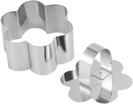 Ciieeo 2pcs Stainless Steel Mousse Cutters Flower Cake Molds Non-Stick Easy to Clean for Home Professional Baking