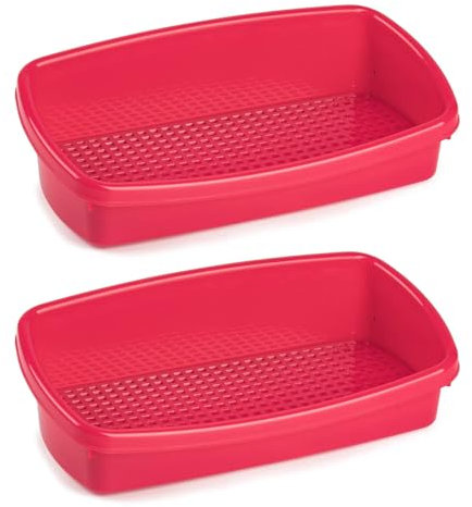 Acan Tradineur - Pack de 2 Estropajero de plástico con Rejilla extraíble - Recipiente para estropajos, Cocina, Ligero y Resistente - Fabricado en España - 8 x 26 x 13 cm - Color Rosa