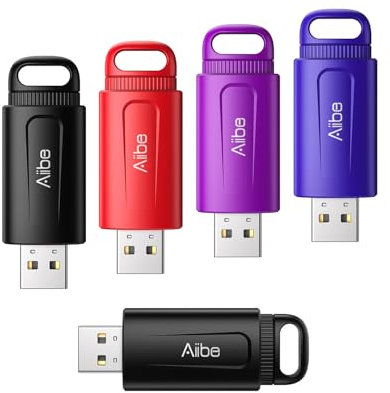 Aiibe Chiavetta USB da 64 GB, confezione da 5 unità flash da 64 GB, chiavetta USB 2.0 da 64 GB (64 GB x 5, colorata)