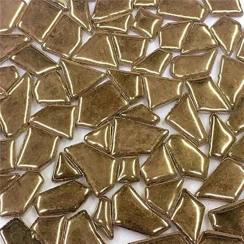 WJLYDM Mosaiksteine 4,3 Unzen/122 g Polygon-Porzellan-Mosaikfliesen, DIY-Handwerk, Keramikfliesen-Mosaikherstellungsmaterialien, 1–4 cm Länge, 1–4 g/Stück, 3,5 mm Dicke FüR Basteln Deko(Gold)