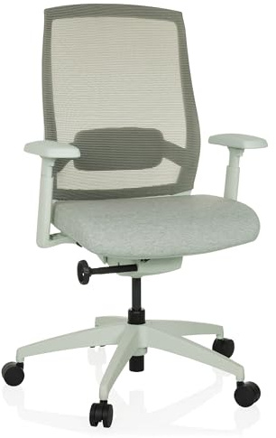 hjh OFFICE Ergonomischer Bürostuhl Colore Profi Drehstuhl, Sitztiefe & Lordosenstütze verstellbar, atmungsaktive Rückenlehne, Hellgrau