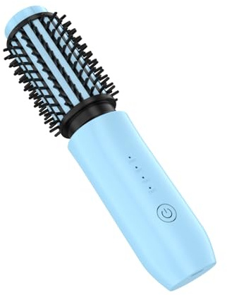 Dricar Kabellose Lockenstabbürste, Tragbare Reise Lockenstäbe Große Locken, 40mm Thermobürste Rundbürste 150-210℃, 7000 mAh USB-aufladbare Lockenbürste Stylingbürsten für Frauen, Blau