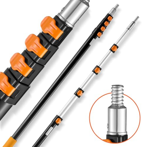 VEVOR Telescoping Extension Pole, 6-24 FT Multi-Purpose Extension Pole, Sturdy Aluminum Alloy Paint Extendable Pole with Flip-Lock Design, Telescopic Pole for Painting, Dusting and Cleaning