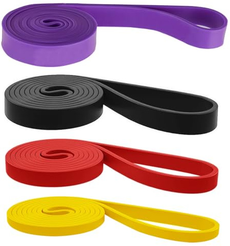 Fitnessbänder, 4 Stück Resistance Bands, Widerstandsbänder Set mit 4 Stufen | Resistance Bands Set, 4 Stufen, Klimmzug Bänder, Fitnessband Set Trainingsbänder, für Yoga, Pilates, Bodybuilding
