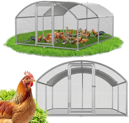 ISOISL 3x4x2m Hühnerstall Freilaufgehege Hühnervoliere Begehbar mit Gewölbtes PE-Dach Verzinkter Stahlrahmen für Geflügel, Kaninchen, Kleine Haustiere, Hunde
