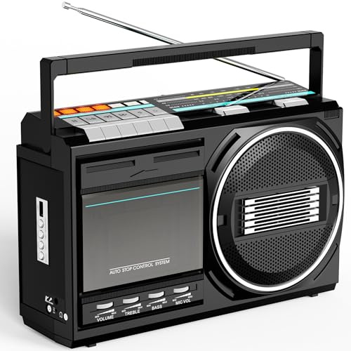 Kuephom Cassette Player Recorder Boombox with Bluetooth: Portable Boom Box Radio FM/AM/SW - Retro Tape/USB Converter with Earphone Jack - Built-in MIC for Voice Recording - Sound Amplifier - DC/AC