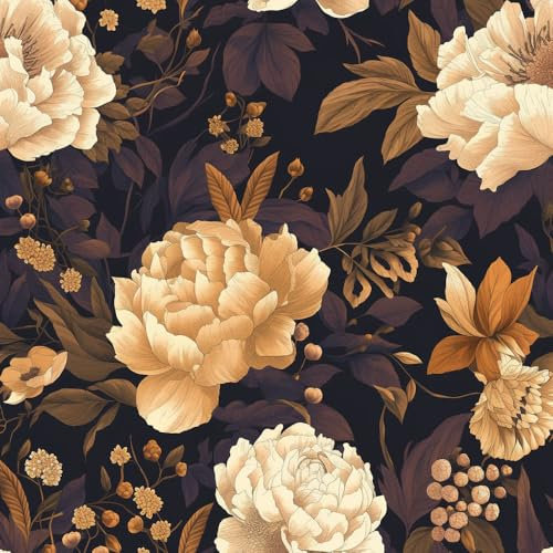 Papel pintado autoadhesivo Negro oscuro rosa floralFlores de peonía con motivos florales de ciruela Papel tapiz adhesivo apto para inquilinos envoltura de vinilo para muebles dormitorio papel de con