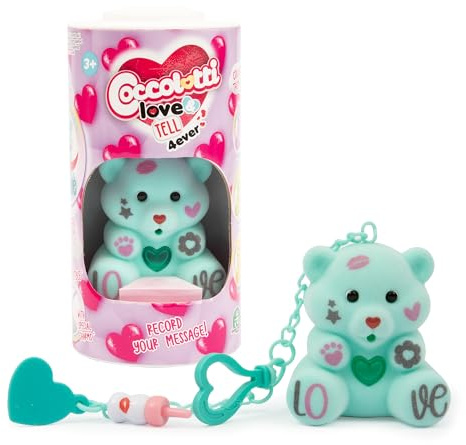 Coccolotti Love&Tell 4ever - Orsetto Acquamarina, Con Funzione Registrazione e Portachiavi Charm, Animali Interattivi Giocattolo,Per Bambini 4 Anni +, Giochi Preziosi