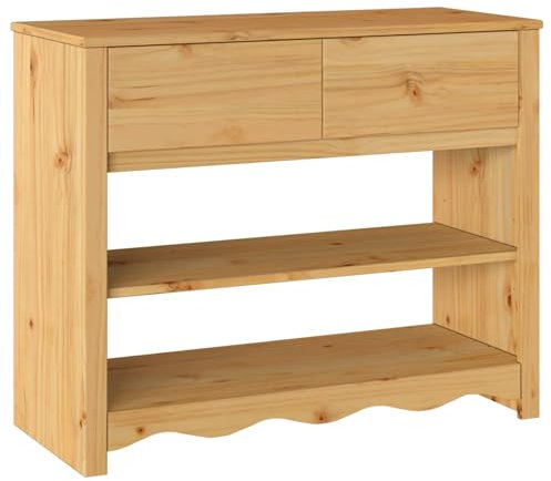 vidaXL Konsolentisch mit Schubladen Drammen Eiche 89,5 x 37 x 73 cm, Eleganter Konsolentisch, moderner Kiefernholz, rechteckiges Design, vielseitige Ablage für Dein Wohnzimmer