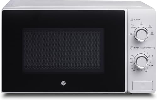 Ströme Mikrovågsugn MM70020 700W 20L – 5 Effektnivåer, Upptining efter tid & vikt, Roterande Tallrik 25,5 cm, Enkel Vredstyrning, Invändig Belysning, Vit
