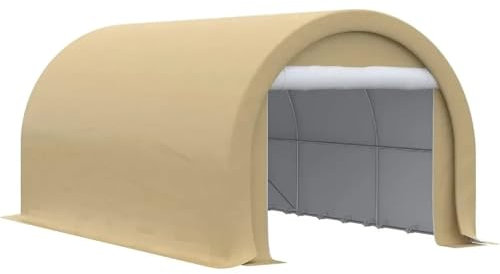 Ayztantine Tenda da Garage Carport Posto Auto Coperto, Tenda portaoggetti for Garage Portatile Resistente 10' x 16' con Grande Porta con Cerniera, Posto Auto Coperto Beige