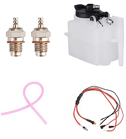 Joytopiaminds Kit completo de sistema de combustible para modelo de motor de doble cilindro, incluye enchufe eléctrico tipo F, tanque de combustible de 75 ml, tubo de aceite de silicona y módulo de
