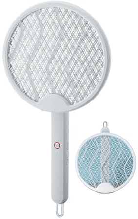 Mateju Elektrische Fliegenklatsche Extra Stark 4000v Elektrische Fliegenklatsche USB C Aufladbar USB Fliegenfänger Insektenfalle, für Indoor Küche Gärten (Weiß)