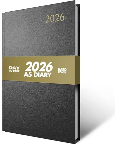 2026 Diary A5 Day Per Page - Planner & Organiser with Notes, Monthly Calendar, UK Holidays, Festivals, Dialling Codes & Conversion Charts | 2026 Diary A5 Page a Day for Home, Office & Work