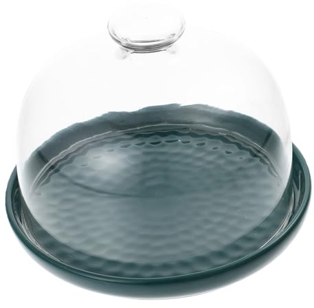 Warmhm Piatto Da Dessert e Vassoio Per Torta in Vetro Coperchio Trasparente Verde 6 Pollici, Vassoio Portaoggetti Per Buffet e Feste, Supporto Stabile Per Matrimoni e Ristoranti