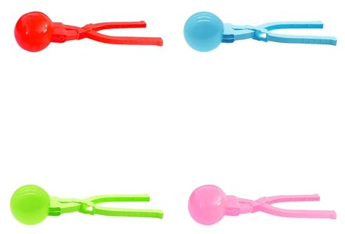 Schneeballformer 4-teilig, 20,5 cm mit Griff - Schneeball Maker Set für Kinder & Erwachsene - Robustes Winter Spielzeug für Schneeballschlachten - Einfache Handhabung, Mehrfarbig