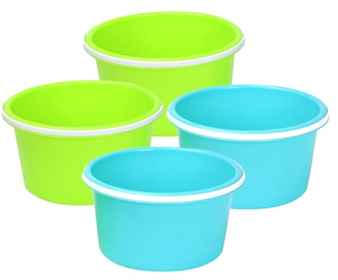 FRCOLOR Cubo de Arena Pequeño Portátil 4 Piezas para Jugar la Playa y Cavar Balde de Plástico Ligero y Colorido para Actividades de Verano y Juegos Infantiles