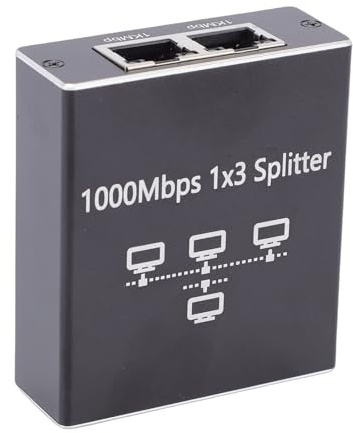 Tangxi Répartiteur Ethernet Gigabit, Adaptateur Répartiteur RJ45 Haute Vitesse 1 à 3 Ports 1000 Mbps avec Boîtier en Alliage D'aluminium, pour Périphériques Réseau de Moniteur de