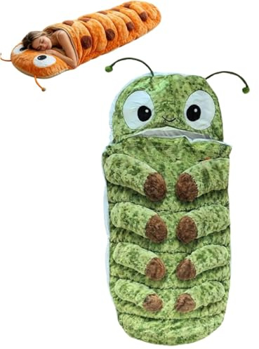 Hugging Caterpillar Sleeping Bags – Plush Cocoon Full-Body Lounger, Indoor Nap Pod, Pull Cord Hugging System, Cozy Reading Nest, Soft Convertible Sleeping Bag, Animal Sleeping Bags for Adults