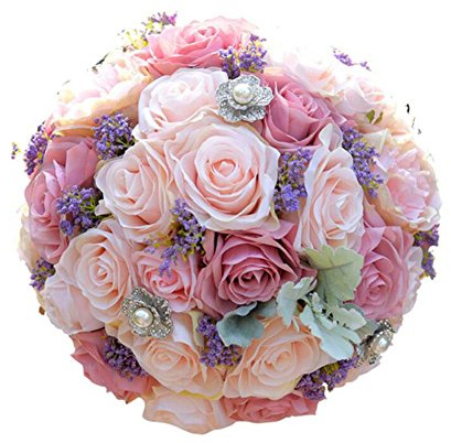 Seta wedding bouquet, casa party Deco fiori artificiali, bouquet da sposa, rosa e rosa ortensia bouquet per matrimoni, azienda bouquet di fiori, sposa damigella d' onore bouquet per bombonie