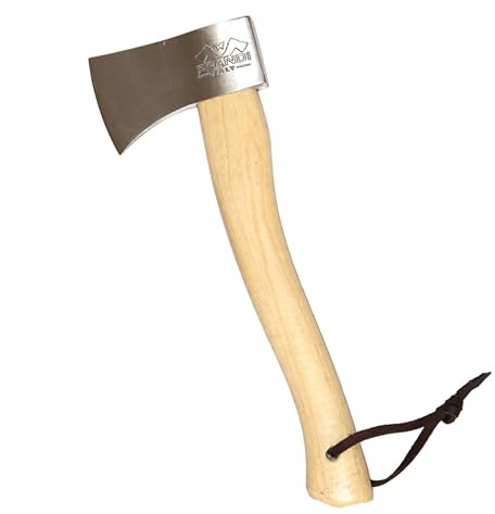 Prandi Yankee Hatchet 1.32lb Head - Hickory Handle 14.97in with Leather String - Ideal for Camping, Travel and Bushcraft - Made in Italy