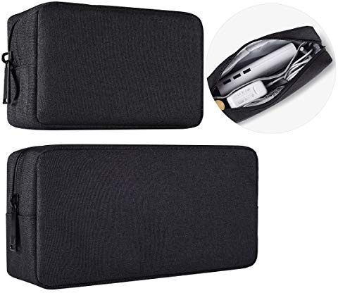 imComor Universal Electronics Accessories Case, 2-Pack Portable Soft Carrying Case Bag Wire Cable Organizer for Hard Drive, Power Adapter, Laptop Mouse, Cosmetics Kit, Small+Big-Black