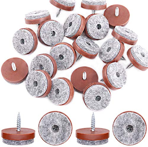 Glarks 52 pezzi 28 mm marrone avvitabile mobili antiscivolo feltrino Slider protezione pavimento per gambe in legno sedia tavolo divano sgabello (52 pezzi 28 mm)