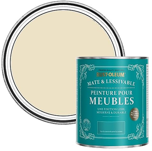 Rust-Oleum beige Möbelfarbe mit Matt-Finish, geruchsarm und wasserbasiert für Innenholz - Federkleid 750ML