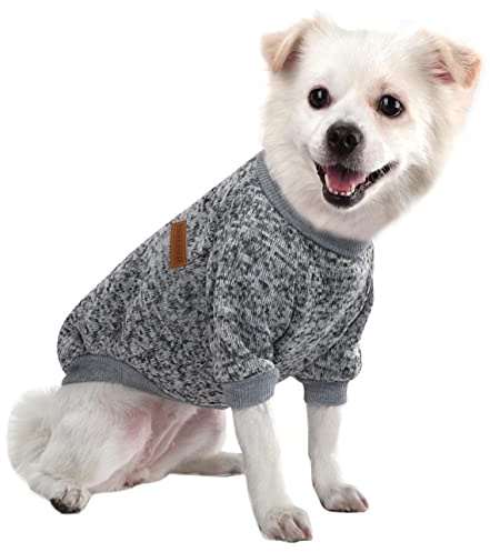 HuaLiSiJi Hundepullover Kleine Hunde Chihuahua Kleidung Welpen Hunde Hoodie, Warm und Leicht, Mit Einer Weichen Textur, Elastizität Leicht zu Tragen (Grau, L)
