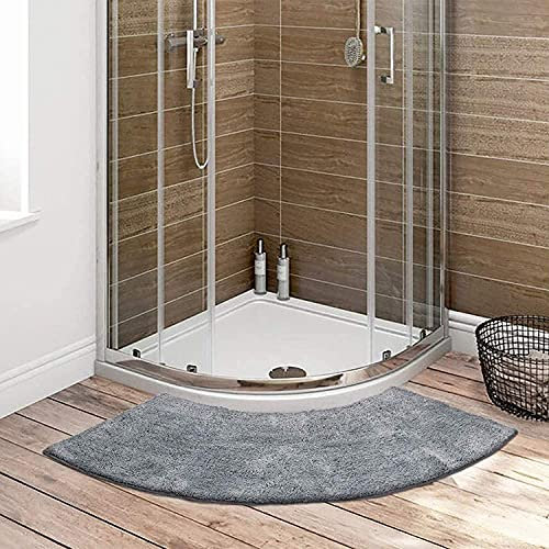 WNRGXYF Badematte Halbrund Duschvorleger Eckdusche In Grau rutschfest Gebogene Duschmatte Hochflor Aus Mikrofaser Waschbar,4,45X100CM