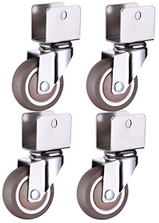 Juego de 4 piezas Ruedas Giratorias,Caucho Muebles Ruedas Girar con Soporte Tipo U,rueda universal con freno Rueda para Cunas(Color:16mm,Size:1.25in)