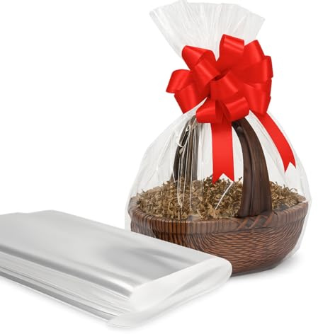 Fogli Cellophane 50 Pezzi, fogli Trasparenti, misura pari a 100 x 130,5 cm, carta per cesti, confezionare piante, per regalo Natale, Pasqua, Feste ed Eventi