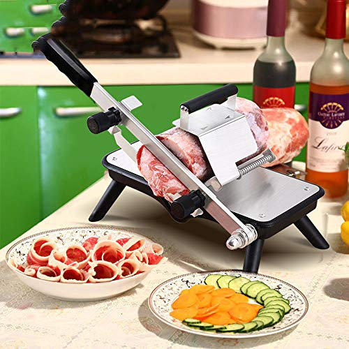 Máquina cortadora Manual de carne congelada, cortadora de alimentos de acero inoxidable y cuchilla alemana, productos de cocina de verduras cortadas, queso eléctrico, tocino, jamón
