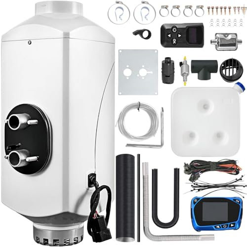 YOPOIY Calentador Diesel 8kW, 24V Calentador De Aire Diesel, CalefaccióN Estacionaria con Silenciador, Monitor LCD con Control Remoto, Utilizado para Coches Barcos Camiones Autocaravanas-8KW-12V