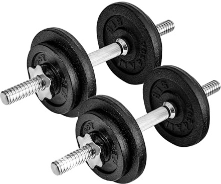 Yes4All 40 LB Adjustable Dumbbell Set, Cast Iron Weights for Home Gym with Bars, Plates, Collars, Hand Weights Dumbbells Set