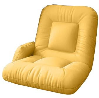 XLIHAWY Klappbares Bodensofa, Fünfter Gang Drinnen Einstellbar Bodenstuhl, Gepolsterte Kinder Sofastuhl Mit Rückenlehne Für Wohnzimmer Schlafzimmer (Farbe : Gelb, Größe : 20.86x19.68x22.44in)