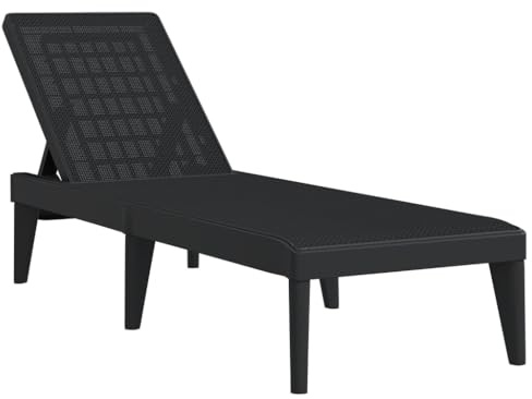 vidaXL Sun Lounger - Anthracite Jute Finish - Polypropylene - Adjustable Backrest - Lightweight & UV-Resistant for Garden/Patio/Deck