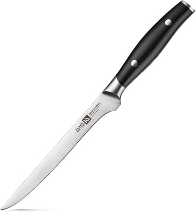 Klaus Meyer Arcelor 6 inch Boning Knife High Carbon Exclusive German Steel Fish Knife for Meat Cutting Trimming with Full Tang Ergonomic Handle