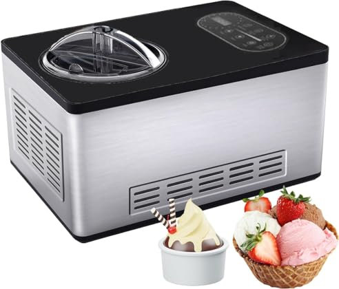 ERSDM Machine à crème glacée Automatique, mélangeur à Glace électrique Portable de 1,5 L, Machine à Sorbet au Yaourt glacé, avec écran LCD et compresseur, 3 Modes, for Enfants, Maison, Vacances