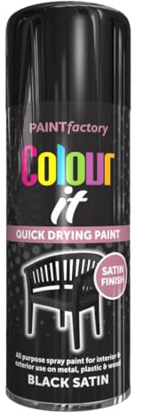 AlezyB - 2 x Black Satin 400ml All Purpose Spray Paint | Use on Metal, Wood, Plastic and Multipurpose Aerosol Professional Quality Perfect Finish, for Interior Exterior and Excellent Coverage