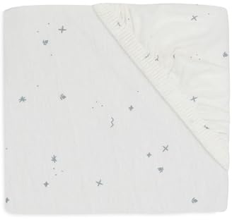 Jollein Sábana Bajera Ajustable de Punto, para la Cuna Twinkling, Color Verde mar, 60 x 120 cm, 100% algodón, Certificado Öko-Tex
