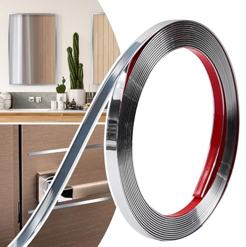 JSIWOTH Moulure Décorative Autoadhésive Flexible – 10mm x 6M Baguette de Finition pour Portes, Fenêtres, Miroirs, Murs, Plafonds, Sols, Armoires, Carreaux et Bordures