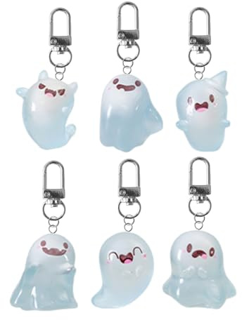 SPONGL Schlüsselanhänger, 6 Stück, leuchtet im Dunkeln, Phantom-Anhänger, Schlüsselanhänger, Rucksack, Charm, Tasche, Zubehör für Halloween