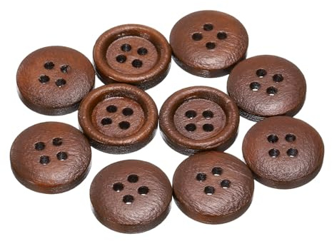 QUARKZMAN 10 Stück Knöpfe Holz 15 mm Runde Holzknöpfe, 4 Löcher Vintage Hölzerne Nähknöpfe zum Annähen Basteln Dekorationen DIY Handwerk Gestalten Kleidung Stricken, Kaffee