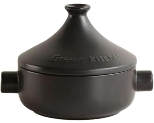 Tagine marokkanischen Topf 2,5l Tajine Kochen, emaillierte Keramik Deckel Schale große Kapazität, Kegel geformt Deckel, Kochgeschirr Geschenk ((schwarz))