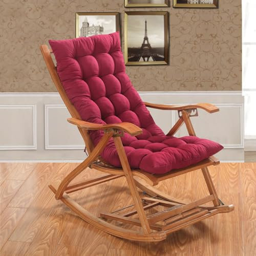 cuscini per sedie a sdraio， Cuscino for poltrona lounge invernale Cuscino for sedia a dondolo Cuscino for sedia in rattan ispessito in bambù Cuscino for sedia pieghevole, fissato con cinghie(A,53X53CM