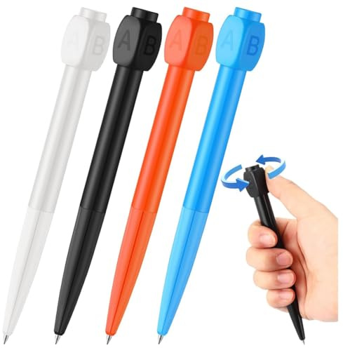 Yopeissn 4 Stück ABCD-Kugelschreiber mit Rotationsreduzierer, Gadget zum Stressabbau für das Büro, Langlebig, Einfach zu Verwenden