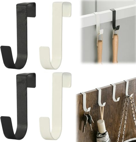 4 Pièces Crochets Blancs pour Sèche-Serviette à Tube Plat, Crochet Radiateur Sèche Serviette, Crochet Porte Serviette pour Tablette Radiateur, pour Tous les Radiateurs Standards (Blanc/Noir)